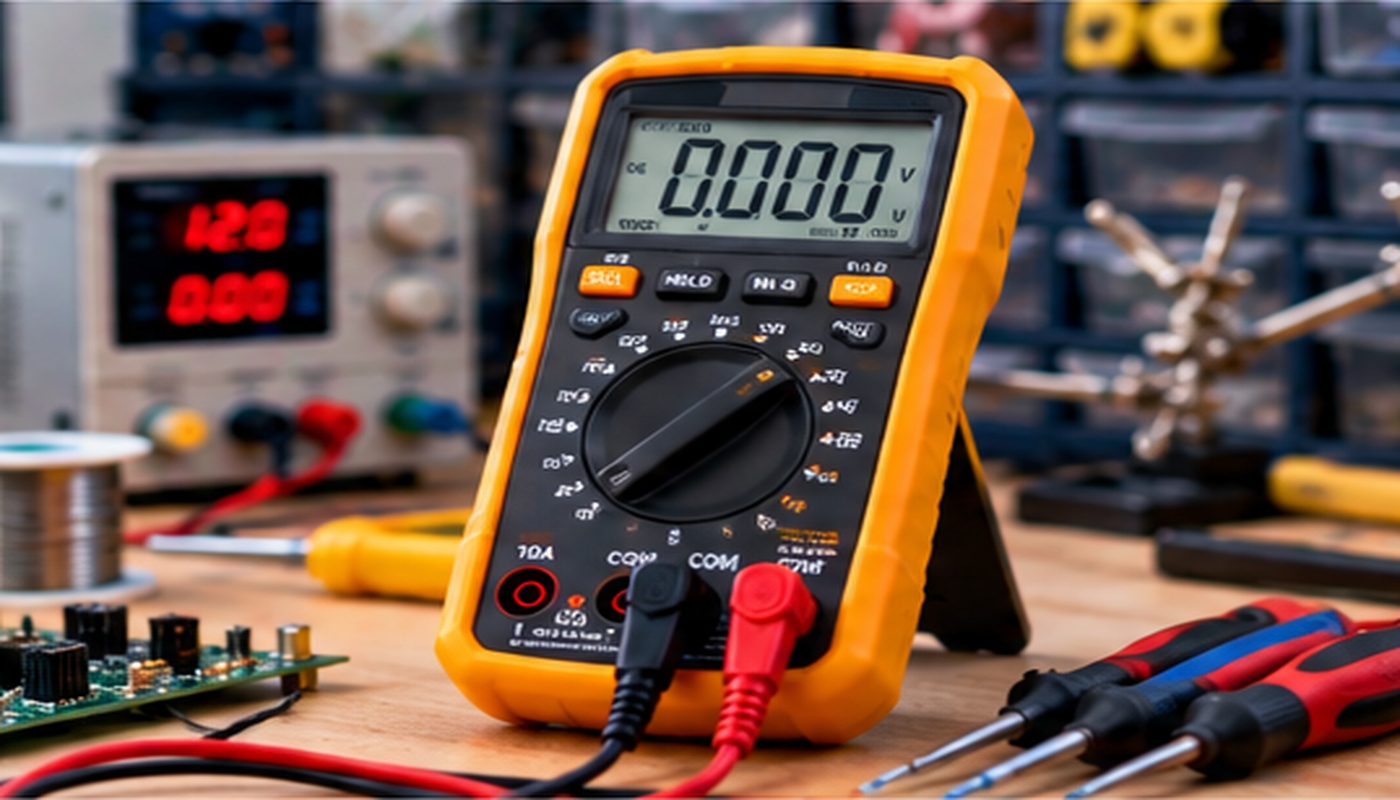 Digital multimeter and electronics workbench